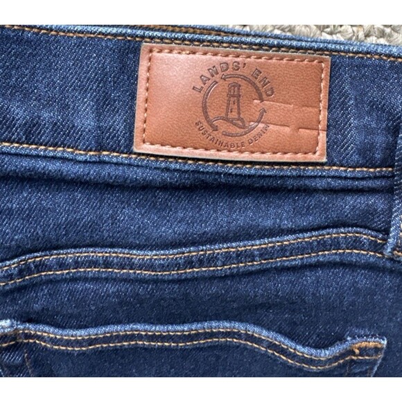 Lands' End Womens Size 14 Curvy Mid Rise Straight Leg Dark Blue Denim Jeans - Picture 8 of 15